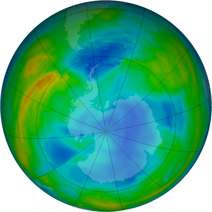Antarctic ozone map for 31 July 1993